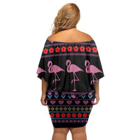 Flamingo Im Dreaming Of A Pink Christmas Family Matching Off Shoulder Short Dress and Hawaiian Shirt - Wonder Print Shop
