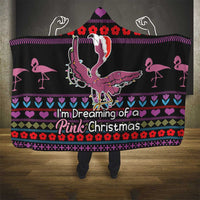 Flamingo Im Dreaming Of A Pink Christmas Hooded Blanket