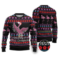 Flamingo Im Dreaming Of A Pink Christmas Ugly Christmas Sweater - Wonder Print Shop