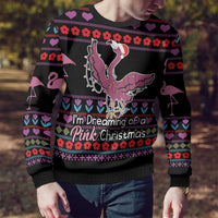 Flamingo Im Dreaming Of A Pink Christmas Ugly Christmas Sweater - Wonder Print Shop