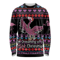 Flamingo Im Dreaming Of A Pink Christmas Long Sleeve Shirt - Wonder Print Shop
