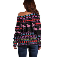 Flamingo Im Dreaming Of A Pink Christmas Off Shoulder Sweater - Wonder Print Shop
