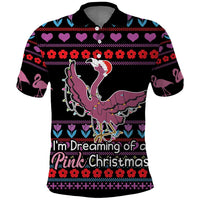 Flamingo Im Dreaming Of A Pink Christmas Polo Shirt - Wonder Print Shop