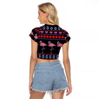 Flamingo Im Dreaming Of A Pink Christmas Raglan Cropped T Shirt - Wonder Print Shop