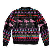 Flamingo Im Dreaming Of A Pink Christmas Sleeve Zip Bomber Jacket - Wonder Print Shop