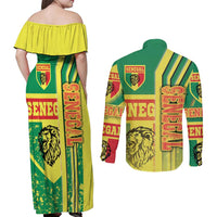 Senegal Football Couples Matching Off Shoulder Maxi Dress and Long Sleeve Button Shirt Lions of Teranga Soccer - Road To Champion - Wonder Print Shop
