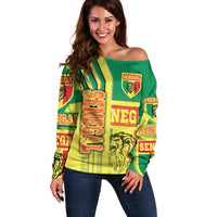 Senegal Football Off Shoulder Sweater Lions of Teranga Soccer - Road To Champion - Wonder Print Shop