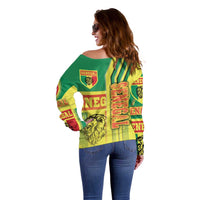 Senegal Football Off Shoulder Sweater Lions of Teranga Soccer - Road To Champion - Wonder Print Shop