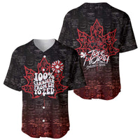 100% Canadian From Eh To Zed Baseball Jersey True North Strong and Free