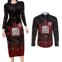 100% Canadian From Eh To Zed Couples Matching Long Sleeve Bodycon Dress and Long Sleeve Button Shirt True North Strong and Free