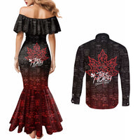 100% Canadian From Eh To Zed Couples Matching Mermaid Dress and Long Sleeve Button Shirt True North Strong and Free