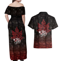100% Canadian From Eh To Zed Couples Matching Off Shoulder Maxi Dress and Hawaiian Shirt True North Strong and Free