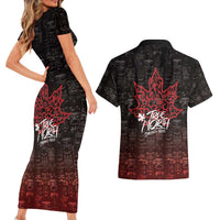 100% Canadian From Eh To Zed Couples Matching Short Sleeve Bodycon Dress and Hawaiian Shirt True North Strong and Free