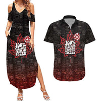 100% Canadian From Eh To Zed Couples Matching Summer Maxi Dress and Hawaiian Shirt True North Strong and Free