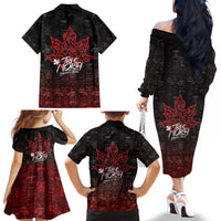 100% Canadian From Eh To Zed Family Matching Off The Shoulder Long Sleeve Dress and Hawaiian Shirt True North Strong and Free
