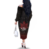 100% Canadian From Eh To Zed Family Matching Off The Shoulder Long Sleeve Dress and Hawaiian Shirt True North Strong and Free