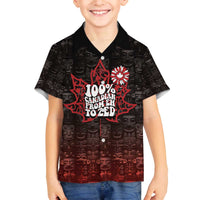 100% Canadian From Eh To Zed Family Matching Off The Shoulder Long Sleeve Dress and Hawaiian Shirt True North Strong and Free