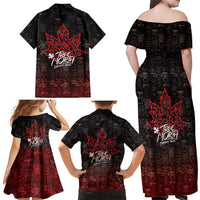 100% Canadian From Eh To Zed Family Matching Off Shoulder Maxi Dress and Hawaiian Shirt True North Strong and Free