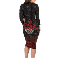 100% Canadian From Eh To Zed Long Sleeve Bodycon Dress True North Strong and Free