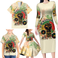 They Want Our Rhythm Not Our Blues Family Matching Long Sleeve Bodycon Dress and Hawaiian Shirt African Music Pride