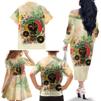 They Want Our Rhythm Not Our Blues Family Matching Off The Shoulder Long Sleeve Dress and Hawaiian Shirt African Music Pride