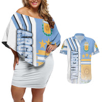 Argentina Football Couples Matching Off Shoulder Short Dress and Hawaiian Shirt La Albiceleste Soccer - Road To Champion