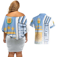 Argentina Football Couples Matching Off Shoulder Short Dress and Hawaiian Shirt La Albiceleste Soccer - Road To Champion