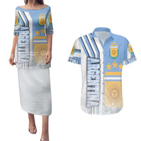Argentina Football Couples Matching Puletasi and Hawaiian Shirt La Albiceleste Soccer - Road To Champion