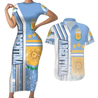 Argentina Football Couples Matching Short Sleeve Bodycon Dress and Hawaiian Shirt La Albiceleste Soccer - Road To Champion