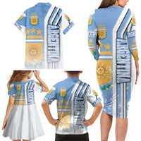 Argentina Football Family Matching Long Sleeve Bodycon Dress and Hawaiian Shirt La Albiceleste Soccer - Road To Champion