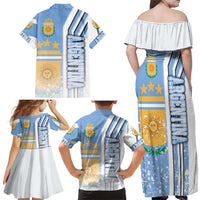 Argentina Football Family Matching Off Shoulder Maxi Dress and Hawaiian Shirt La Albiceleste Soccer - Road To Champion