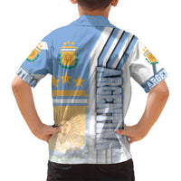 Argentina Football Family Matching Off Shoulder Short Dress and Hawaiian Shirt La Albiceleste Soccer - Road To Champion