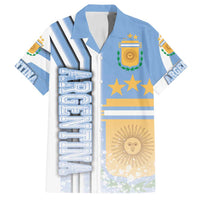 Argentina Football Family Matching Off Shoulder Short Dress and Hawaiian Shirt La Albiceleste Soccer - Road To Champion