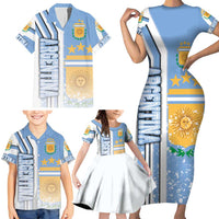 Argentina Football Family Matching Short Sleeve Bodycon Dress and Hawaiian Shirt La Albiceleste Soccer - Road To Champion