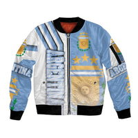 Argentina Football Sleeve Zip Bomber Jacket La Albiceleste Soccer - Road To Champion