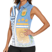 Argentina Football Women Sleeveless Polo Shirt La Albiceleste Soccer - Road To Champion