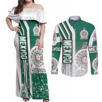 Mexico Football Couples Matching Off Shoulder Maxi Dress and Long Sleeve Button Shirt El Tri Soccer - Road To Champion - Wonder Print Shop