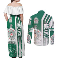 Mexico Football Couples Matching Off Shoulder Maxi Dress and Long Sleeve Button Shirt El Tri Soccer - Road To Champion - Wonder Print Shop