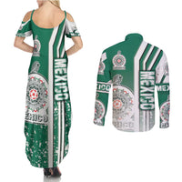Mexico Football Couples Matching Summer Maxi Dress and Long Sleeve Button Shirt El Tri Soccer - Road To Champion - Wonder Print Shop