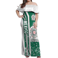 Mexico Football Off Shoulder Maxi Dress El Tri Soccer - Road To Champion - Wonder Print Shop