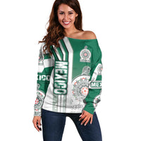 Mexico Football Off Shoulder Sweater El Tri Soccer - Road To Champion - Wonder Print Shop