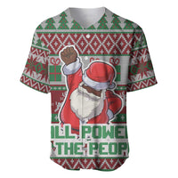 Africa Christmas Black Santa Fist Baseball Jersey All Power to the People - Wonder Print Shop