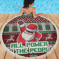 Africa Christmas Black Santa Fist Beach Blanket All Power to the People - Wonder Print Shop