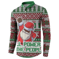 Africa Christmas Black Santa Fist Button Sweatshirt All Power to the People - Wonder Print Shop