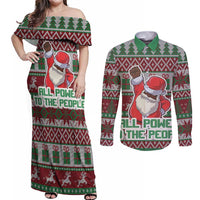 Africa Christmas Black Santa Fist Couples Matching Off Shoulder Maxi Dress and Long Sleeve Button Shirt All Power to the People - Wonder Print Shop