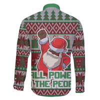 Africa Christmas Black Santa Fist Family Matching Off The Shoulder Long Sleeve Dress and Hawaiian Shirt All Power to the People - Wonder Print Shop