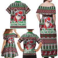 Africa Christmas Black Santa Fist Family Matching Off Shoulder Maxi Dress and Hawaiian Shirt All Power to the People - Wonder Print Shop