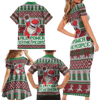 Africa Christmas Black Santa Fist Family Matching Short Sleeve Bodycon Dress and Hawaiian Shirt All Power to the People - Wonder Print Shop
