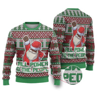 Africa Christmas Black Santa Fist Ugly Christmas Sweater All Power to the People - Wonder Print Shop