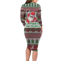 Africa Christmas Black Santa Fist Long Sleeve Bodycon Dress All Power to the People - Wonder Print Shop